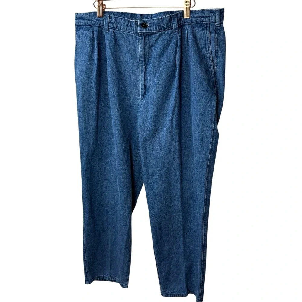 Vintage Farah Pleated Denim Trousers Mens‎ 38/29 Blue Garment Washed 90s Jeans